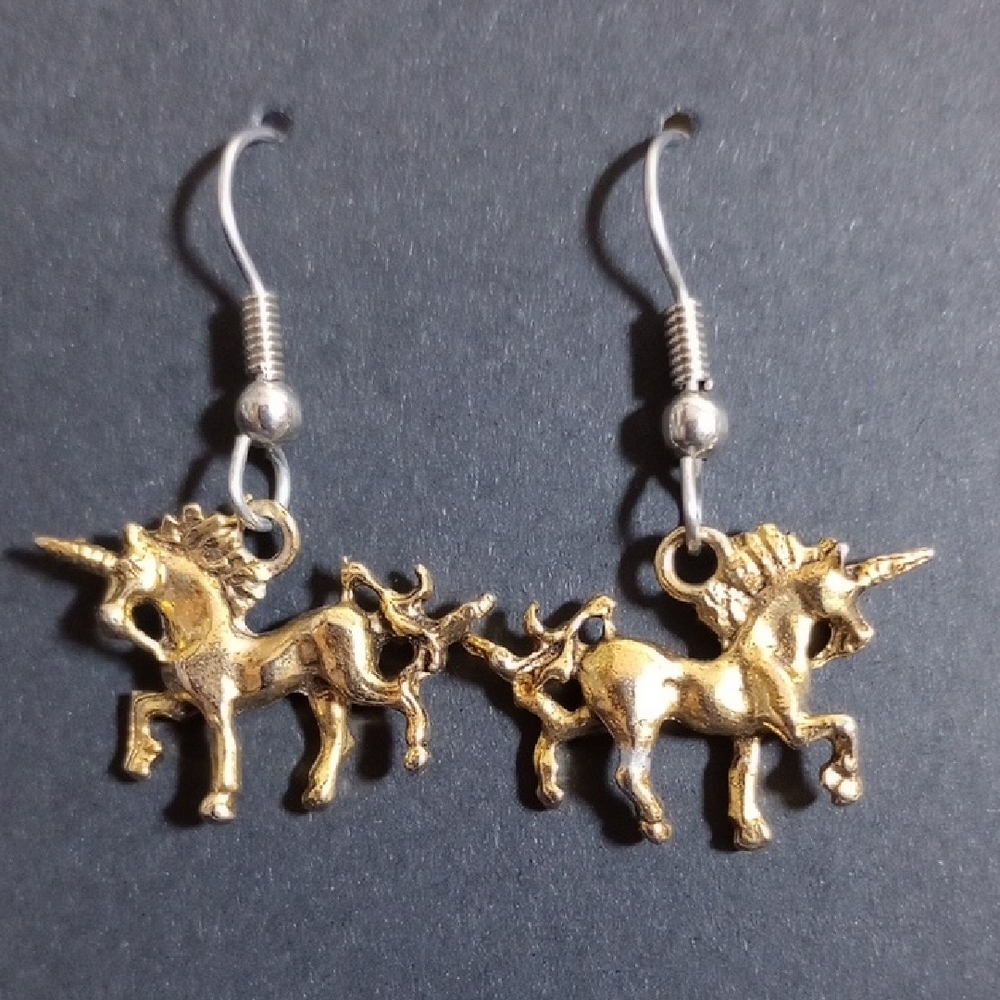 Goldtone Unicorn Dangle Earrings